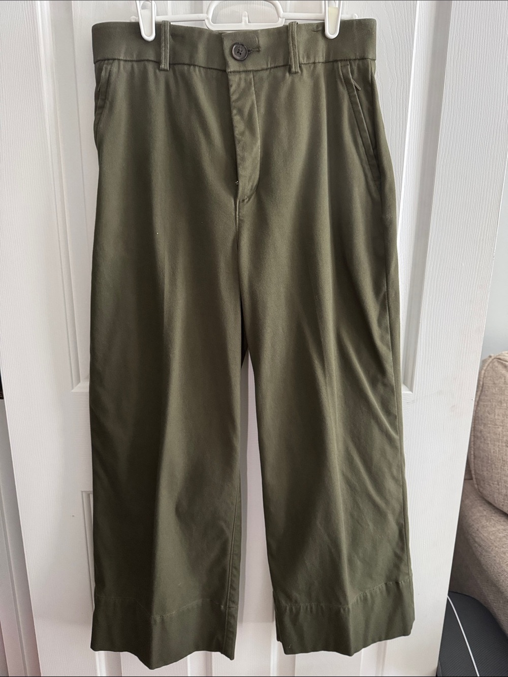 SPANX Olive Cropped Wide-Leg Trousers